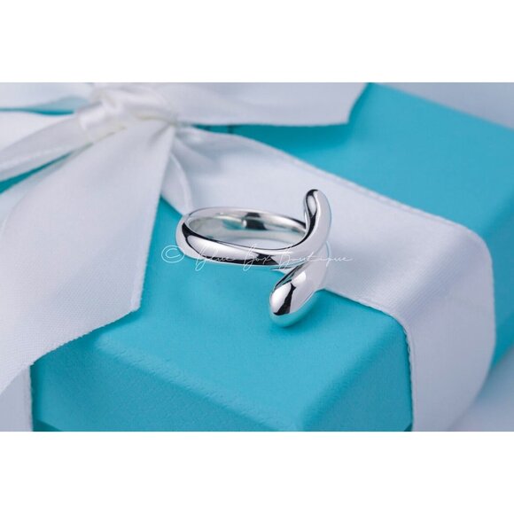 Tiffany & Co. Elsa Peretti Double Teardrop Ring in Silver Size 7.5 - Picture 4 of 7